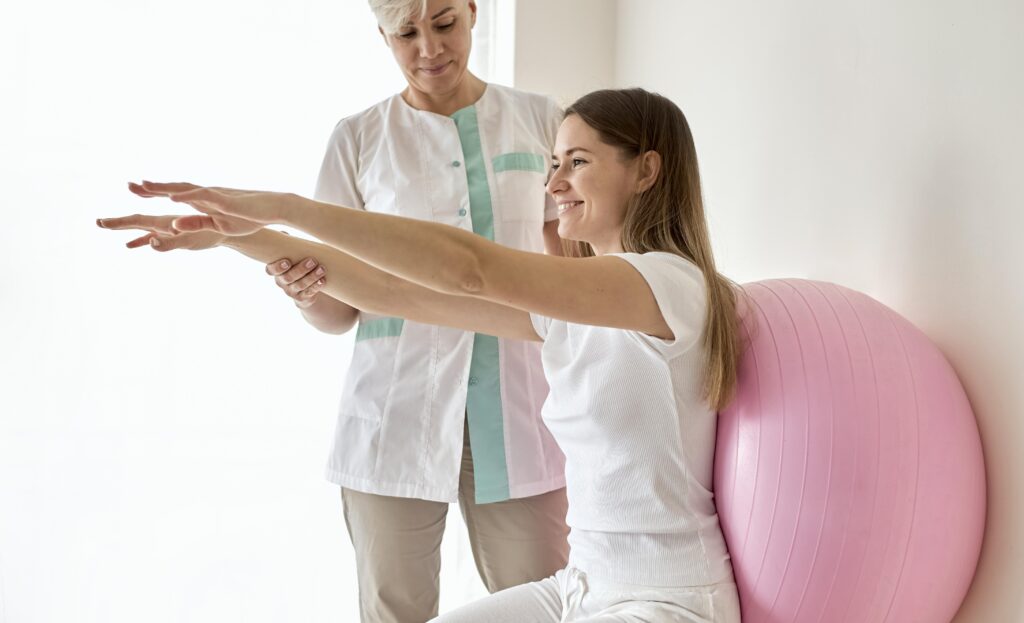 home physiotherapy in dubai home physiotherapy in dubai physiotherapy woman undergoing therapy with physiologist 1024x623